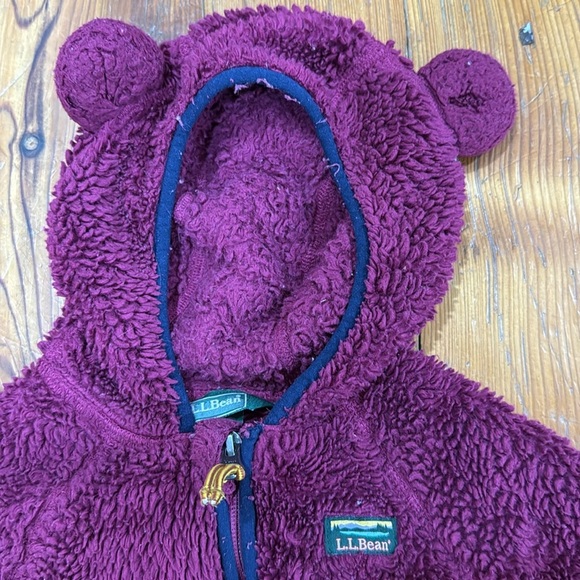 L.L. bean burgundy baby and toddler Hi-pile fleece Jacket size 12 - 18 months - Picture 2 of 9
